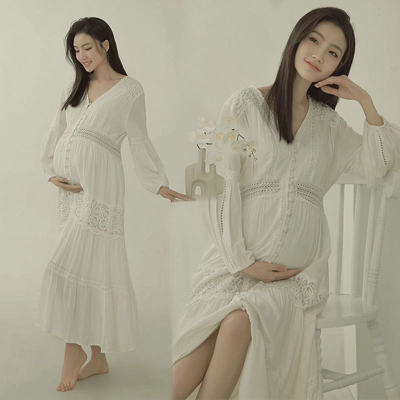 孕妇照服装影楼唯美连衣裙居家情侣温柔孕妈咪摄影大肚写真艺术照