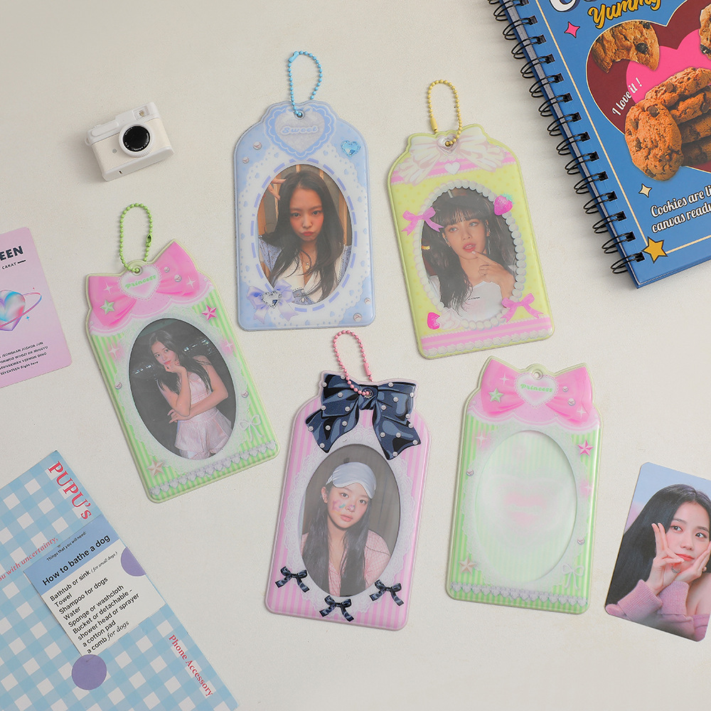 korean style girl bowknot transparent three-inch mini truck card holder student pendant keychain card holder star-chasing goo card holder