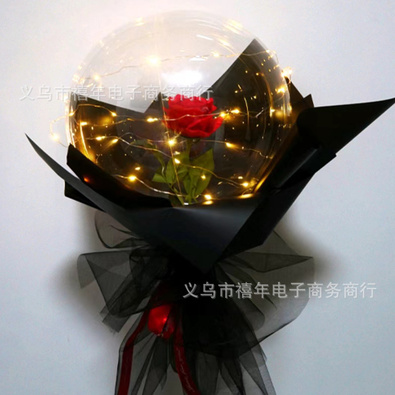 Qixi Confession Rose Bounce Ball Valentine's Day Internet Celebrity Luminous Balloon Led Bounce Ball Stall Night Market Wholesale