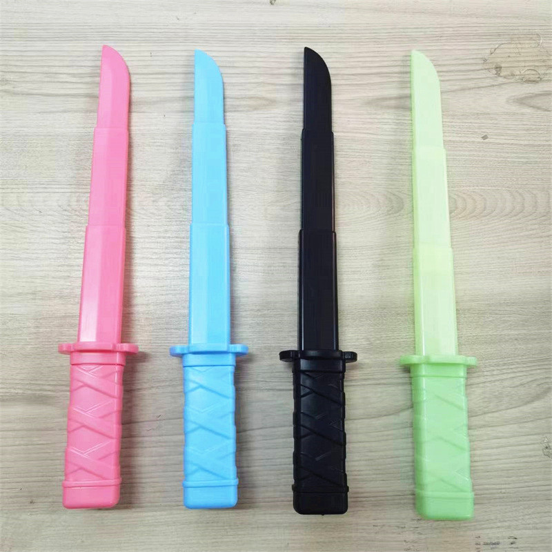 伸缩武士刀剑3d打印重力直出萝卜夜光武士玩具刀黑粉色中号刺客刀