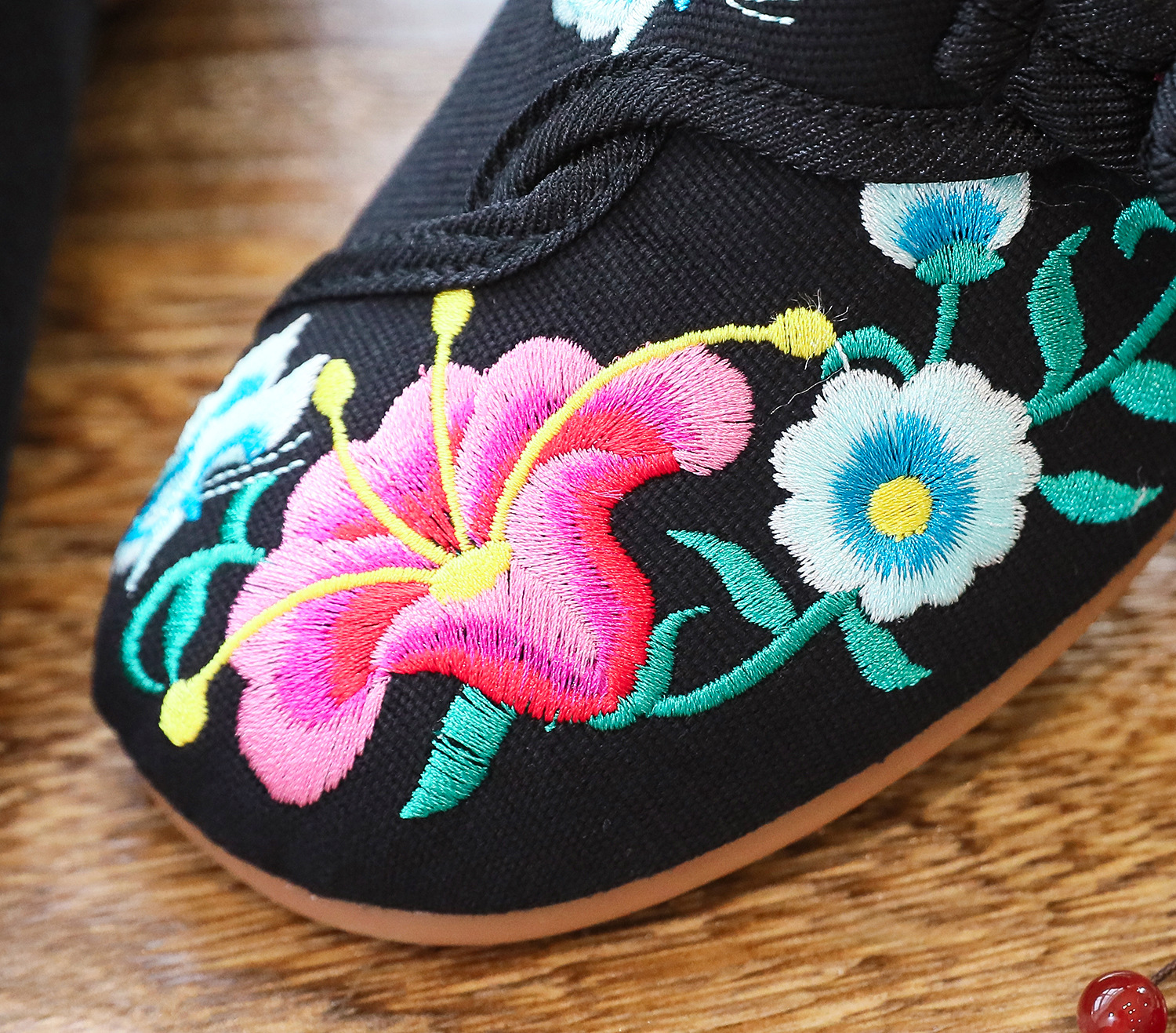 【朝颜花】牵牛花喇叭花刺绣花朵圆头春秋季女鞋单鞋帆布绣花布鞋