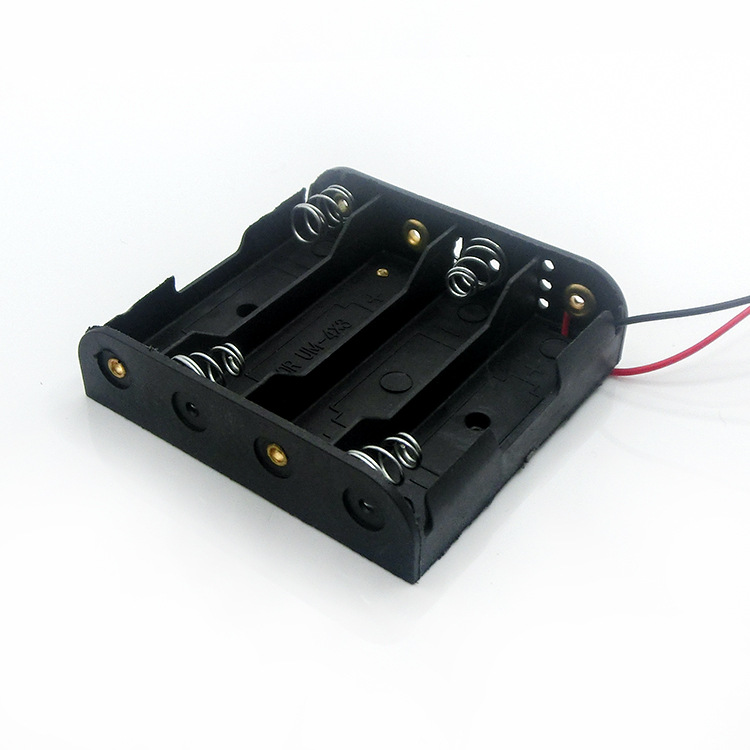 现货供应黑色平面五号四节电池盒 可放4节5号电池电池座