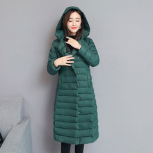 冬季新款轻薄款羽绒棉衣棉服中长款韩版修身中年女士连帽棉袄外套