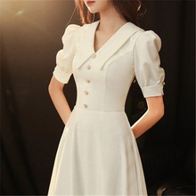 新款白色洋装日常主持人小礼服女裙子平时可穿夏季领证约会连衣裙