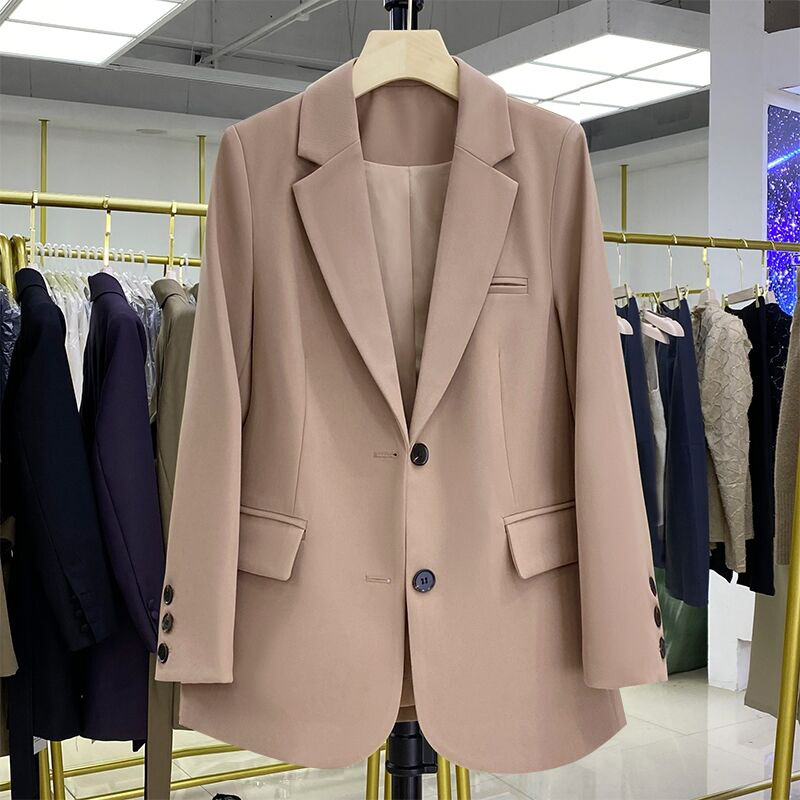 Brown Suit Jacket for Women Korean Style Loose Straight Temperament Slimming 2023 Spring and Autumn New Small Suit Jacket