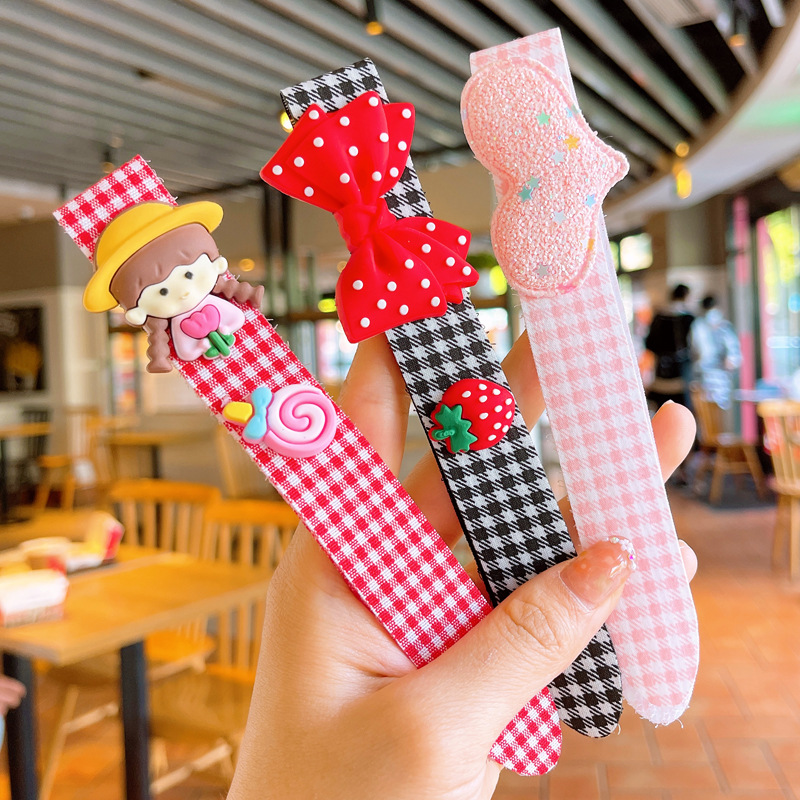 网红爆款儿童碎发魔术贴发箍女童卡通刘海贴花朵蝴蝶结头箍发卡