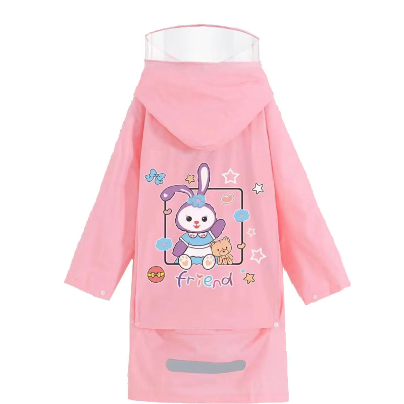 Free Shipping Children's Whole Body Primary and Secondary School Students plus-Sized Schoolbag Baby Poncho Thickened Long Section Waterproof Kindergarten Raincoat