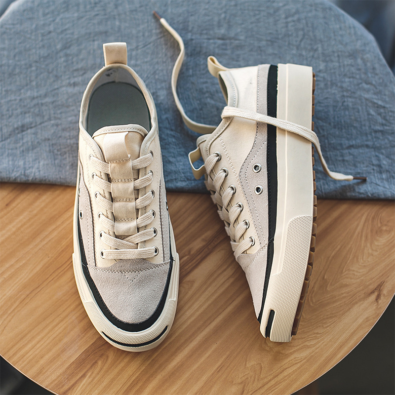 帆布鞋男开口笑秋季新款经典百搭休闲鞋透气滑板鞋低帮韩版男鞋