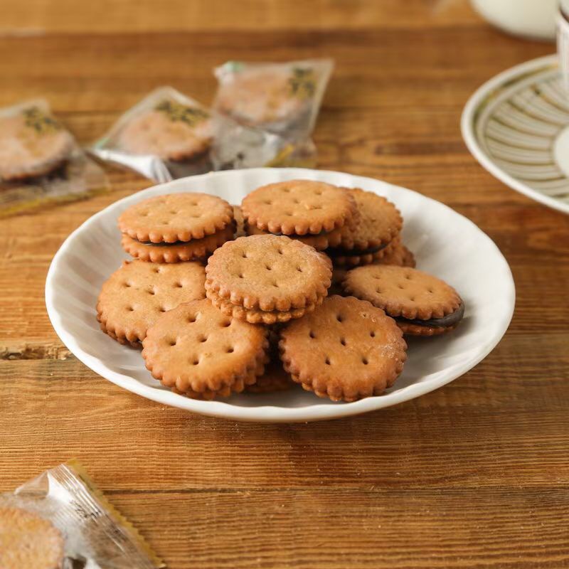 升田麦芽饼饼干6斤咸蛋味黑糖味夹心小饼干