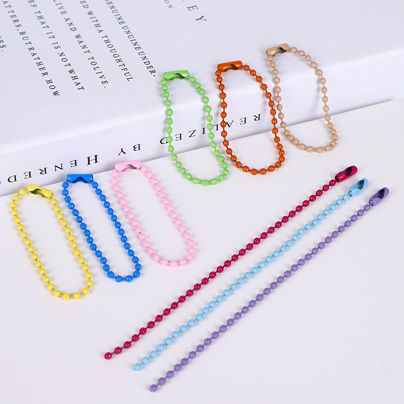 Factory Direct Sales Color Goo Card Bead Necklace Wholesale Lanyard Metal Ball Chain Bead Necklace Chain Jewelry DIY Pendant in Stock