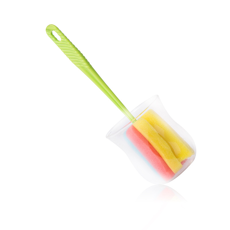 Sponge Cup Brush Plastic Handle No Slag Removal Stubborn Oil Stain Baby Bottle Brush Kitchen Cup Brush Wholesale