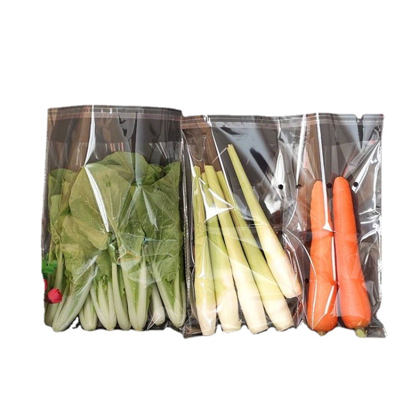 蔬菜保鲜袋生鲜市打孔透气opp透明塑料包装袋芹菜小葱打包代销热
