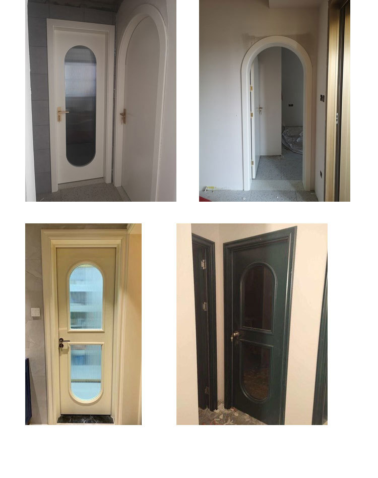 实木复合卫生间门轻奢玻璃木门定制黑色烤漆弧形门