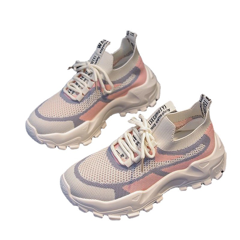 New Fly Woven Mesh Casual Shoes 2023 Spring Breathable Student Running Sneaker INSS Korean Style Clunky Sneakers for Women