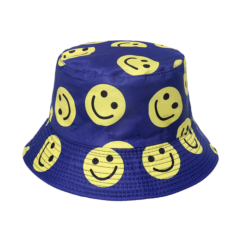 2023 Sun Hat Spring and Summer New Boy and Girl Sunshade Sun-Proof Basin Hat Double-Sided Wear Small Face Smiling Face Bucket Hat Ins