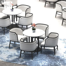 大理石吃饭桌家用会客区接待洽谈桌椅组合圆形轻奢设计现代意式桌