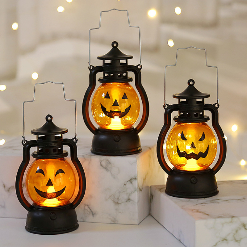 Cross-Border New Arrival Halloween Oil Lamp Portable Pumpkin Lamp Skull Decoration Small Horse Lamp Bar Party Atmosphere Props