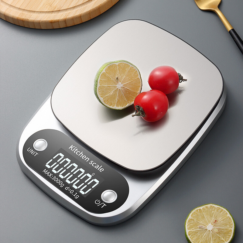 拜杰精准电子秤厨房秤迷你家用称重烘焙不锈钢秤面食品称3kg/10kg