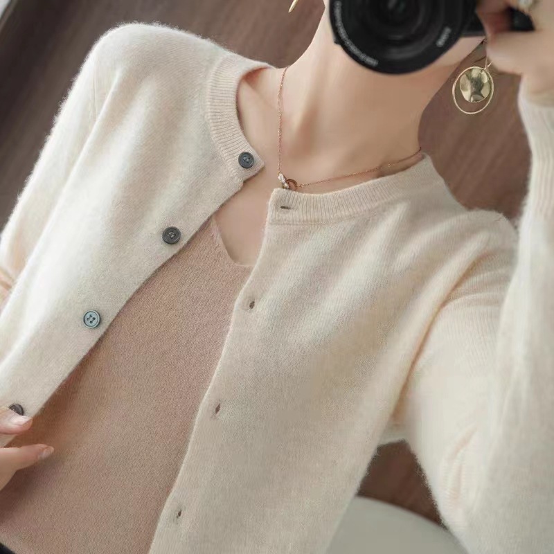 Pure Wool Sweater% Outerwear Knitwear Cardigan Women's Autumn and Winter 2023 New Top Cashmere Spring and Autumn Sweater Coat