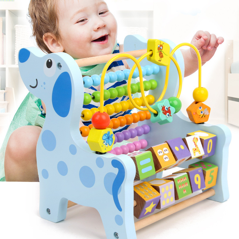木制绕珠计算架宝宝认知动物数字男孩女孩1-3岁儿童早教益智 玩具