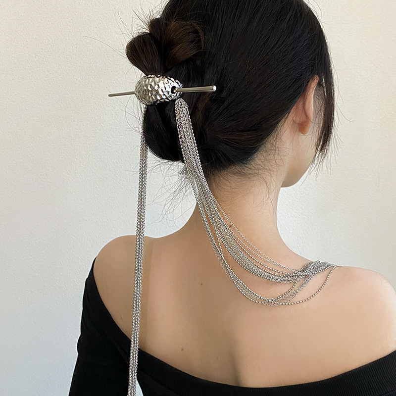 Unique Personality Special-Interest Design Hairpin New Fashion Ponytail Back Head Hair Clasp Accessories European and American Exaggerated Tassel Hair Accessories