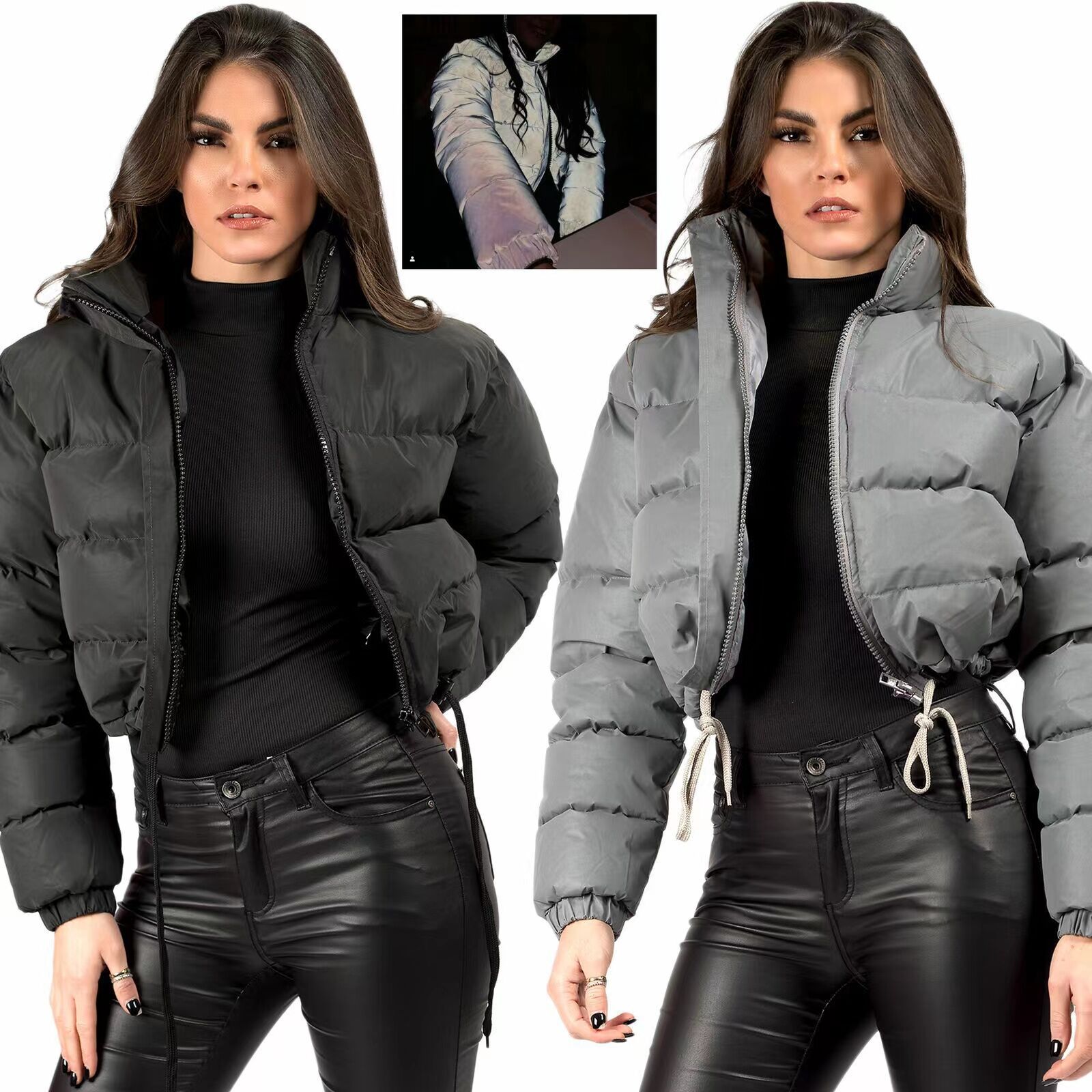 跨境女装 速卖通亚马逊新款 加厚面包服羽绒棉服现货