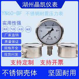 YN60径向不锈钢抗震压力表耐高温腐蚀 M14*1.5氧压表油压表水压表