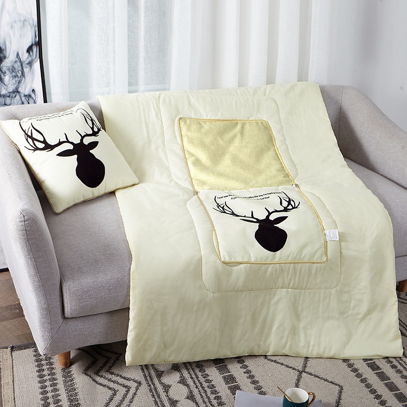 Customized Linen Pillow Blanket Logo to Map and Sample Processing Enterprise Gifts Thickened Car Home Office Dual-Use