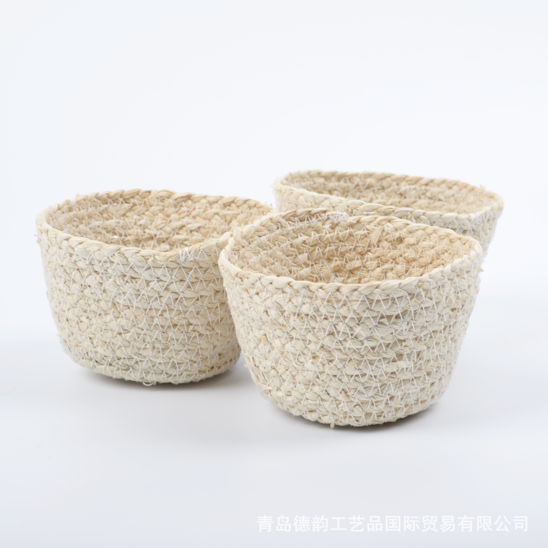 日式简约玉米皮材质收纳筐草编杂物筐编织收纳篮零钱小号收纳篮子