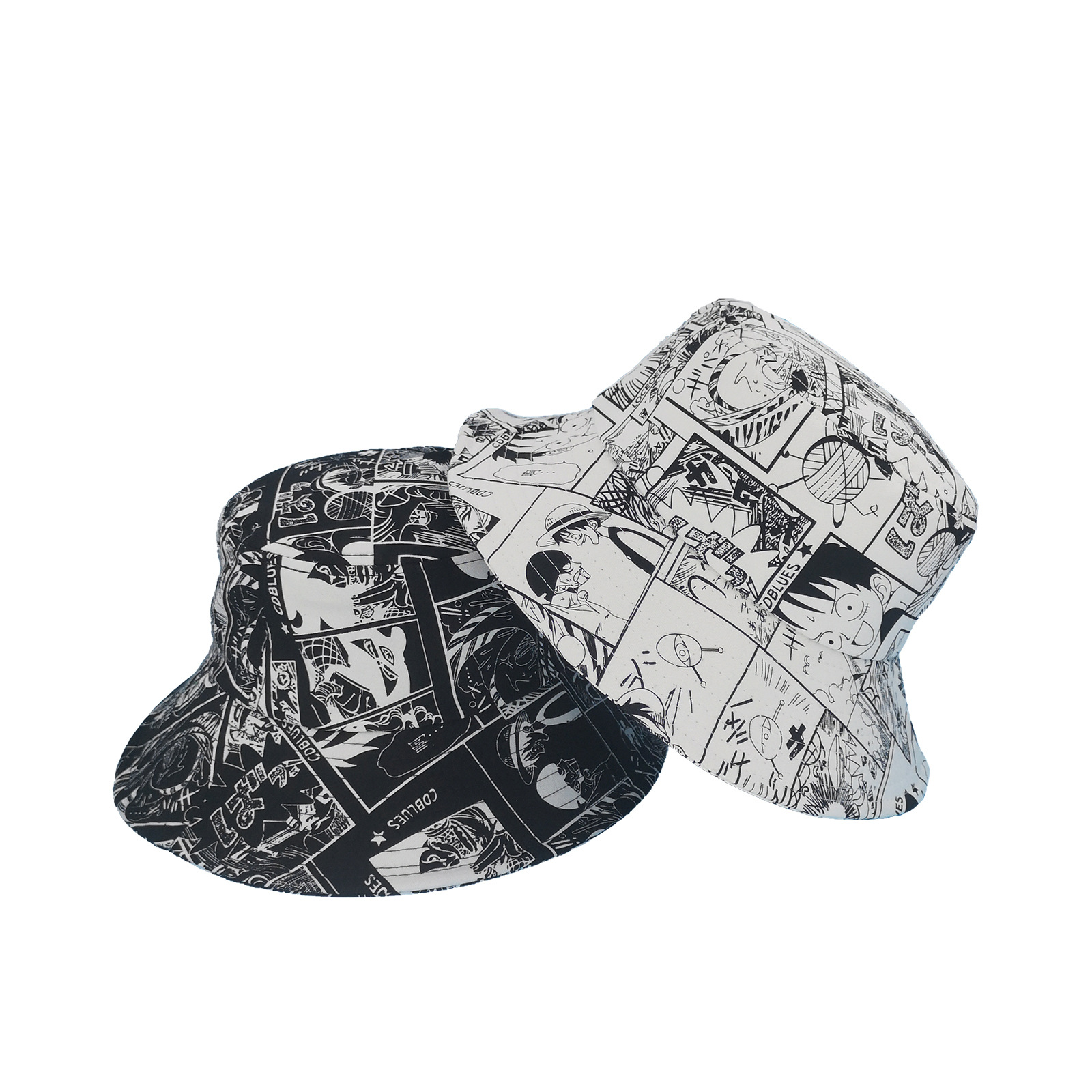 Cross-Border Hot Hat Japanese Anime One Piece Printing Bucket Hat Adult Sunshade Secondary Cartoon Bucket Hat