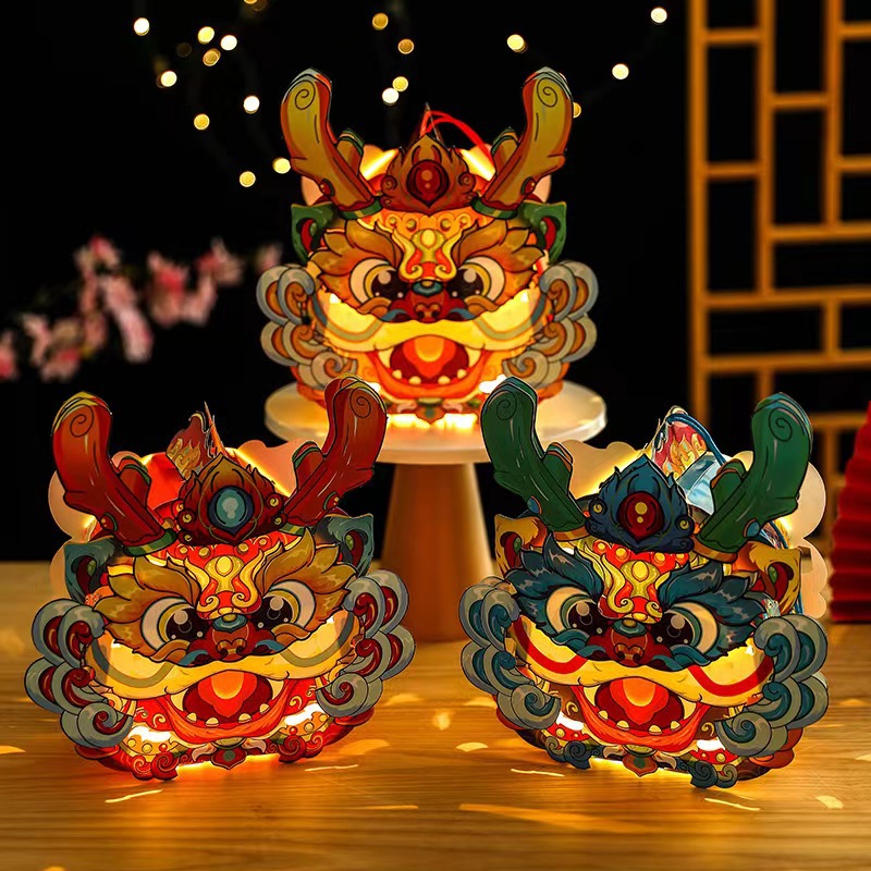 Dragon New Spring Festival Three-Dimensional National Tide Dragon Lantern National Style Handmade Lantern Diy Lantern 2024 Chinese Lantern Children