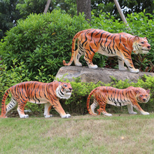 仿真动物老虎雕塑园林景区公园门口玻璃钢摆件动物园草地装饰品