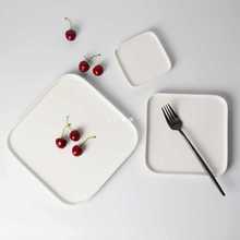 简约纯白色西餐盘牛排盘正方形陶瓷盘子创意家用菜盘平盘酒店餐具
