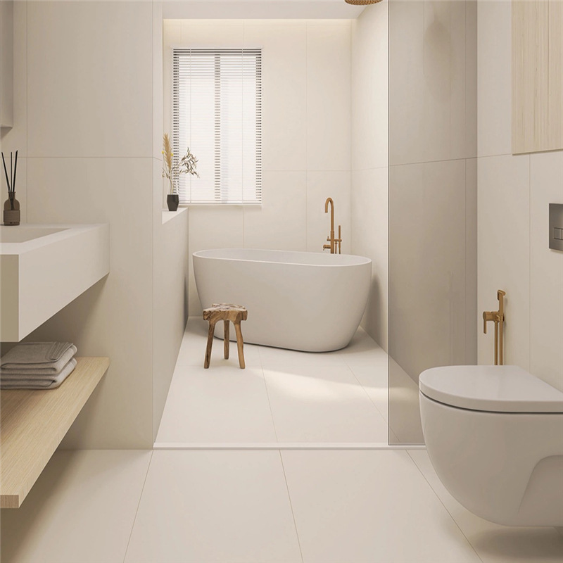 侘寂风米白色微水泥墙砖 柔光卫生间厨房瓷砖厕所客厅全瓷地板砖