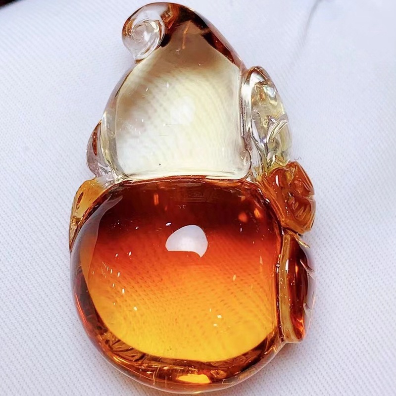 鸿硕晶天然巴西橘黄黄水晶葫芦吊坠男女款晶体通透挂件礼品项链