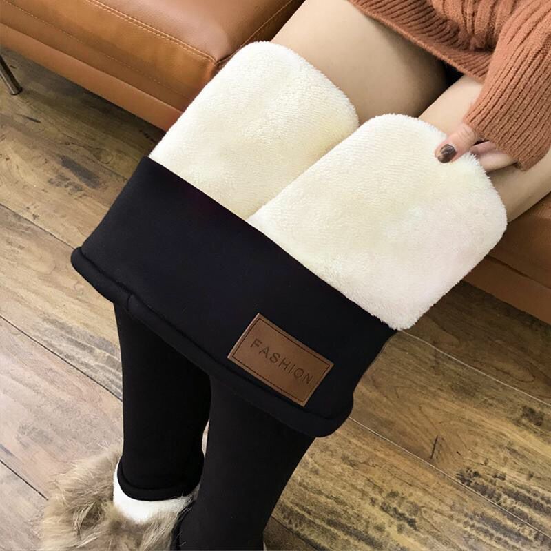 exclusive for cross-border fleece-lined thick lambskin leggings women‘s autumn and winter high waist tights warm-keeping pants 2019 winter