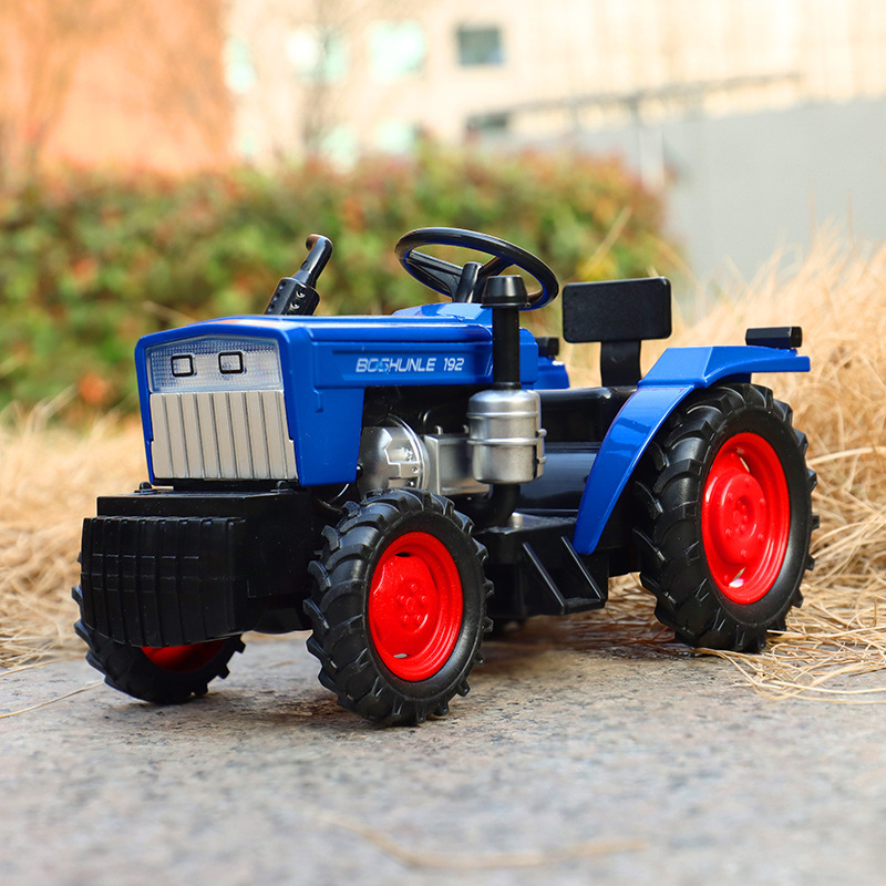 彩利信合金方头拖拉机模型回力声光玩具车农夫车金属车57192盒装