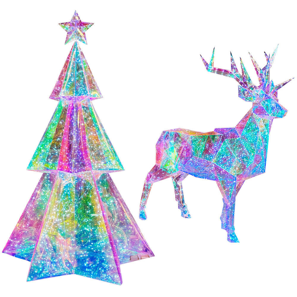 Magic Color Light-Emitting Christmas Tree Shopping Window Magic Color Christmas Elk Christmas Outdoor Scene Layout Light Festivals Pack