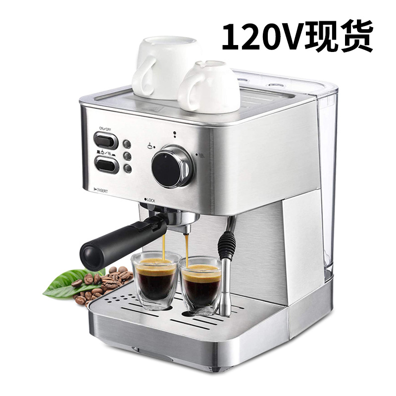 Cross-Border Italian Coffee Machine 15bar Turbopump-Feed Household Small Semi-automatic Steam Frothed Milk American Standard Spot Batch