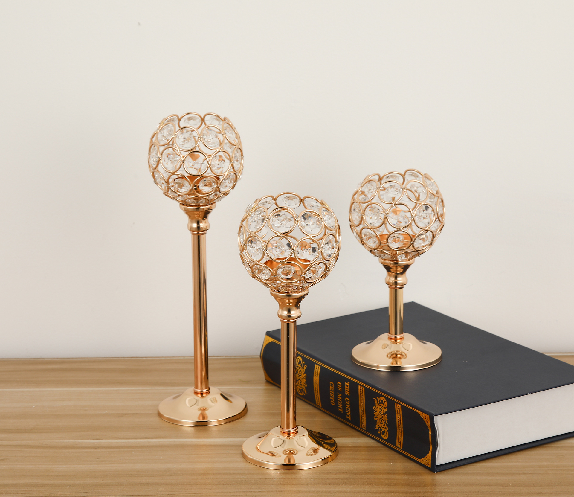 欧式金色蜡烛台 水晶烛台 婚庆饰品跨境供货烛台摆件烛光晚餐烛台