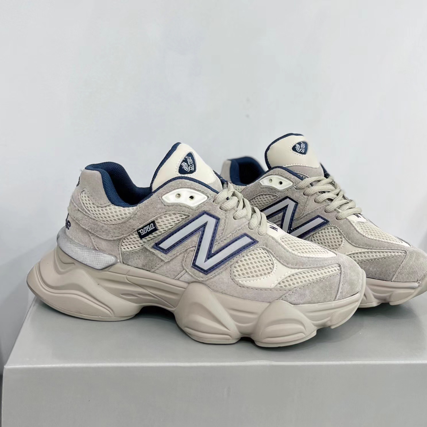 2023春季新款真皮透气网面女n字老爹鞋加棉厚底运动跑步复古潮n鞋