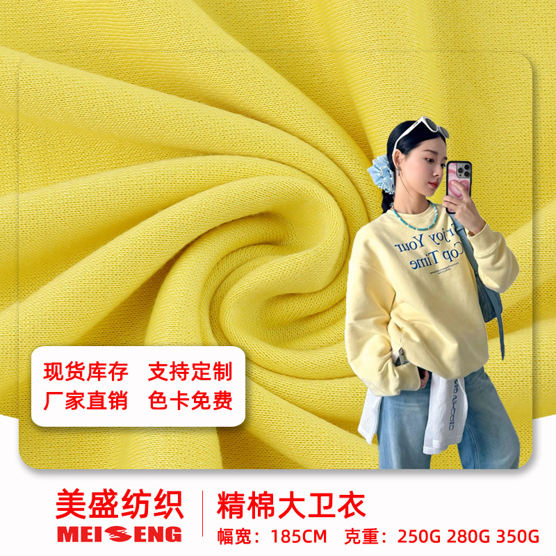 现货特价300g全棉毛圈布秋冬加厚保暖卫衣面料抗静电厂家直供批