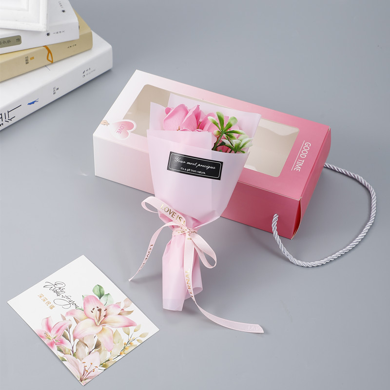 手提3朵玫瑰花束 粉色