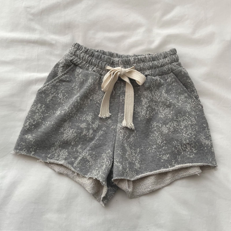 舒适好穿/特殊面料雪花肌理感毛圈短裤 高腰显瘦宽松休闲裤女夏季
