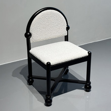 设计师圆球椅法式复古家用软包椅实木餐桌椅餐厅椅子酒店阳台妆凳