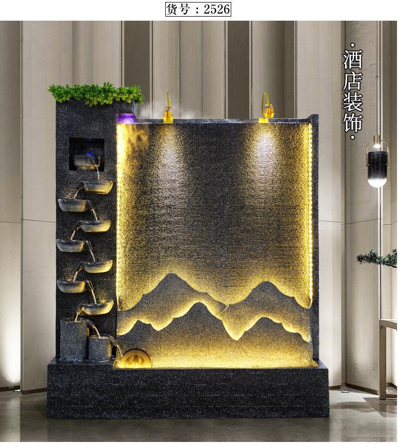 公司水幕墙流水屏风隔断室内假山鱼池瀑布造景景观喷泉摆件欧式