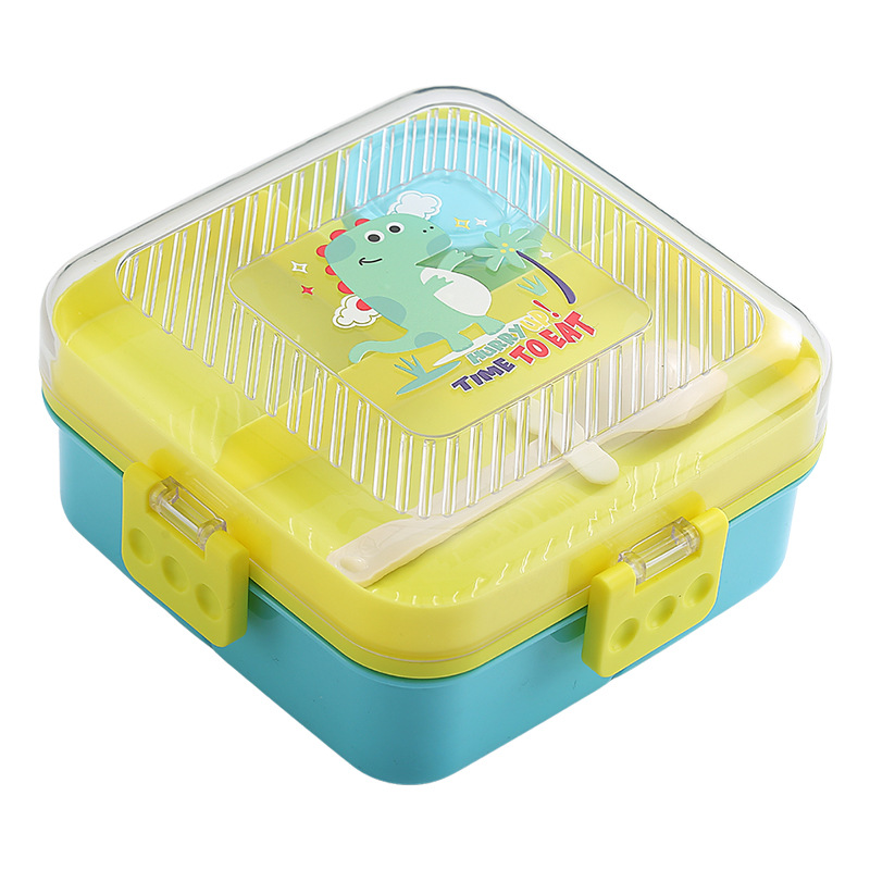 Children's Cartoon Lunch Box Student Plastic Lunch Box Sealed Multi-Partitioned Microwave Lunch Box Square Lunch Box