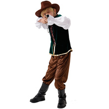 中大童中世纪舞台演出服 万圣节海盗猎人角色扮演 英国民族服饰