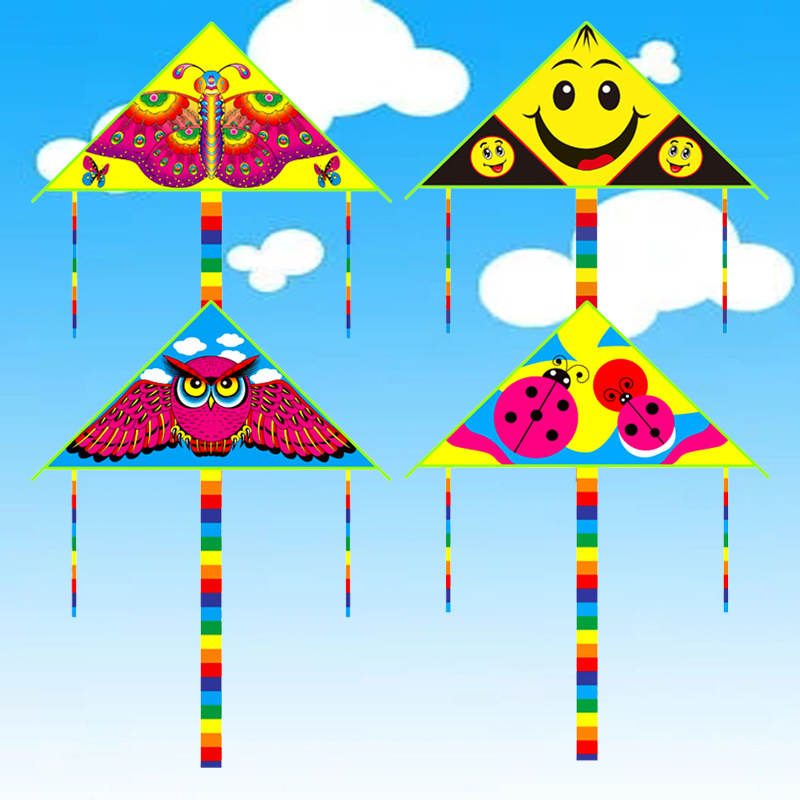 Weifang Kite 1.1 M Bright Cloth Straight Triangle Children's Cartoon New Kite Breeze Easy Flying Stall Kite