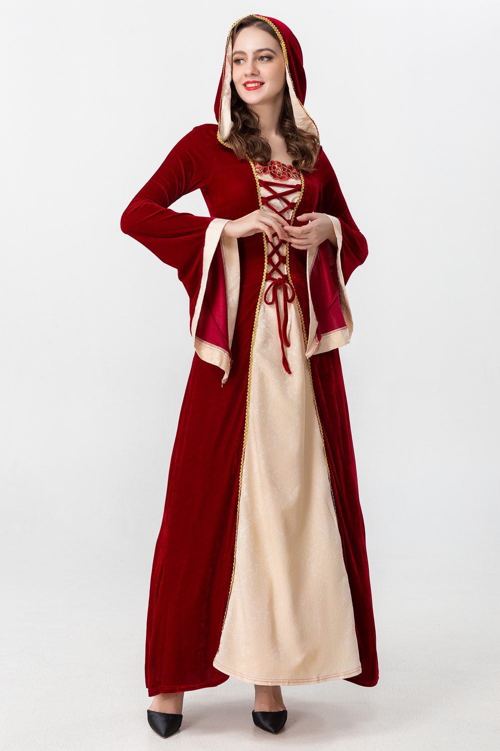 万圣节儿童服装小红帽复古欧式长袖中世纪服宫廷风吸血鬼亲子装